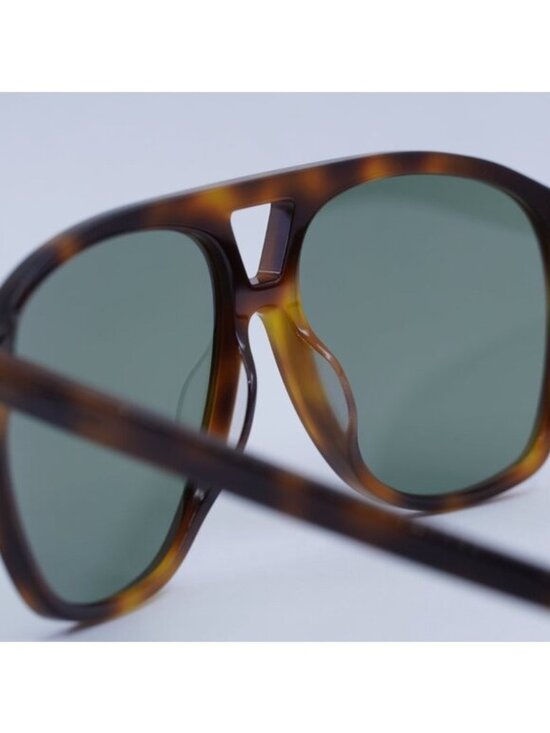 Saint Laurent SL596 DUNE 002 Sunglasses Havana Aviator Frame, Green Lenses main image 4